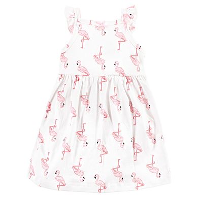 Hudson Baby Infant and Toddler Girl Cotton Dresses, Flamingo Pineapple