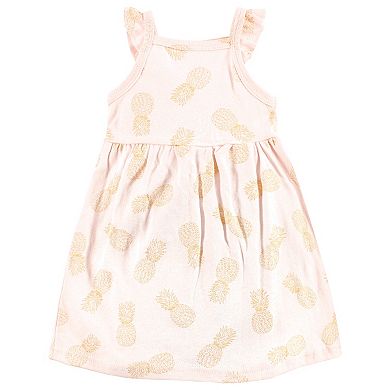 Hudson Baby Infant and Toddler Girl Cotton Dresses, Flamingo Pineapple