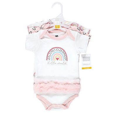 Hudson Baby Infant Girl Cotton Bodysuits, Modern Rainbow