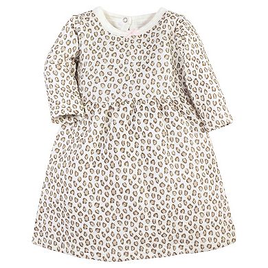 Hudson Baby Infant and Toddler Girl Cotton Dresses, Blush Rose Leopard