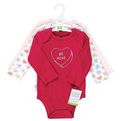 Hudson Baby Infant Girl Cotton Long-Sleeve Bodysuits, Be Mine Valentine