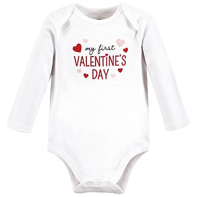 Hudson Baby Infant Girl Cotton Long-Sleeve Bodysuits, Valentine Sweetheart