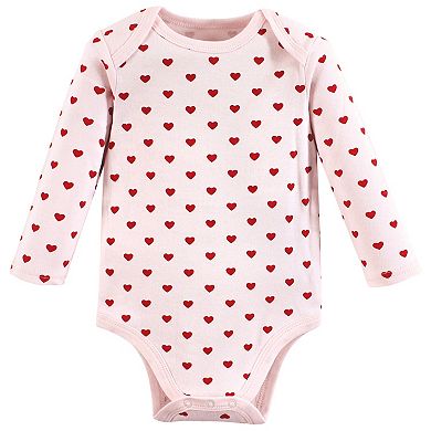 Hudson Baby Infant Girl Cotton Long-Sleeve Bodysuits, Valentine Sweetheart