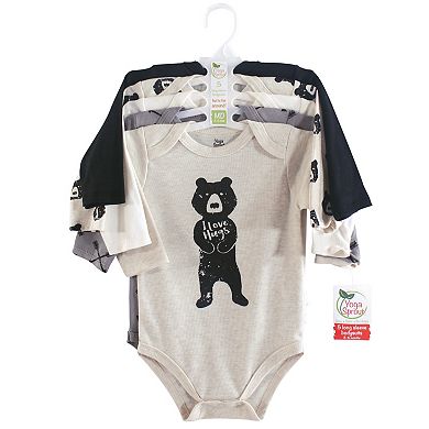 Yoga Sprout Baby Boy Cotton Long-Sleeve Bodysuits 5pk, Bear Hugs