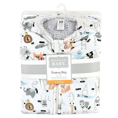 Hudson Baby Unisex Baby Mink with Faux Shearling Inner Sleeping Bag, Sack, Blanket, Alphabet Animals