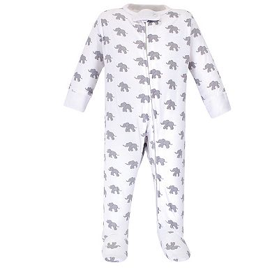 Touched by Nature Baby Organic Cotton Zipper Sleep and Play 3pk, Marching Elephant
