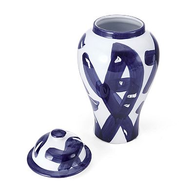 Mikasa 8" x 15" Blue White Paint Stroke Canister