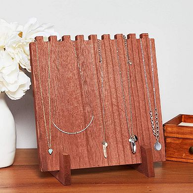 Wood Necklace Display Stand, Jewelry Organizer (9 x 10 x 5.5 In, 2 Pack)