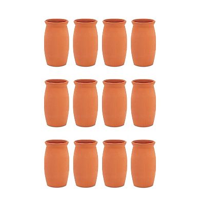 12 Pack Clay Mugs for Cocktails, Cantaritos de Barro Mexicanos, Mexican Cups (12 oz)