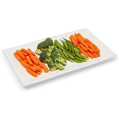 Porcelain Serving Platters, White Rectangular Trays (14 x 8 In, 4 Pack)