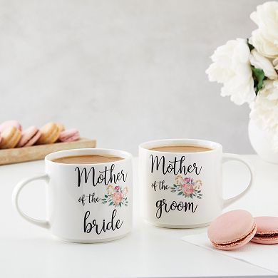 Coffee Mug Set of 2 for Future Mother in Law Gifts, Bride and Groom Wedding Supplies (White, 15 oz)