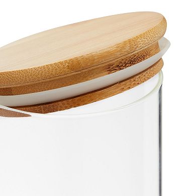 Set Of 5 Glass Storage Containers With Bamboo Lids, Airtight Kitchen Canisters In 5 Sizes