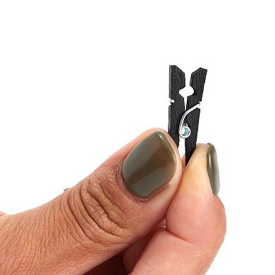 Juvale Mini Clothespins for Photos (1 Inch, Black, Wood, 100 Pack)