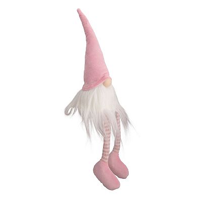 16" Pink and White Sitting Spring Gnome Figure