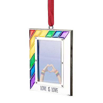 3.5" Pride Silver-Plated Love is Love Photo Christmas Ornament with European Crystals