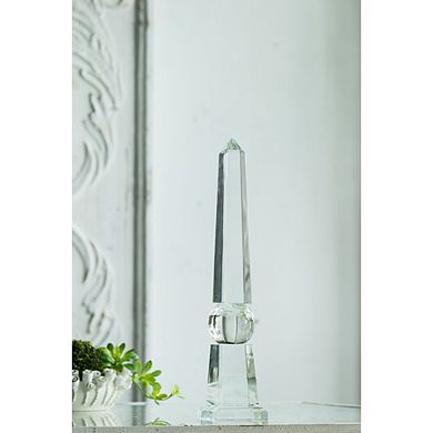 20.75" Clear Unique Modern Style Tall Glass Obelisk