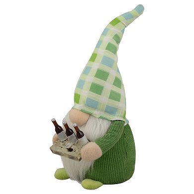 9" Green and Blue Plaid Springtime Gnome