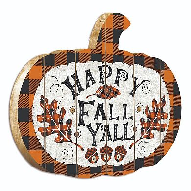 17" Black and Orange "Happy Fall Y'All" Pumpkin Hanging Thanksgiving Wall Decor
