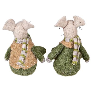 Set of 2 Boy and Girl Mice Christmas Ornaments 7.5"
