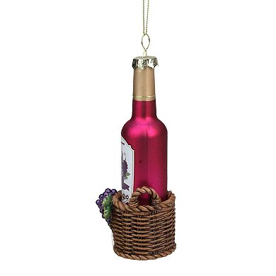 6.25" Pink and Brown Wine Bottle Hanging Christmas Ornament