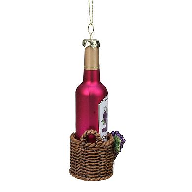 6.25" Pink and Brown Wine Bottle Hanging Christmas Ornament