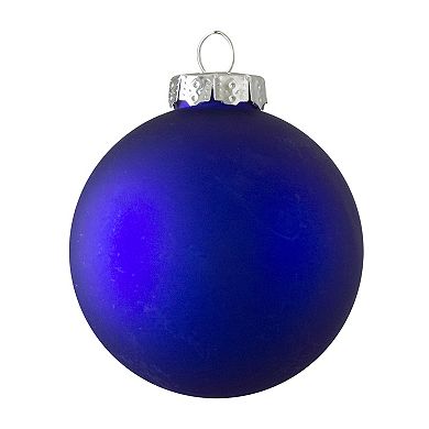 4ct Royal Blue 2-Finish Glass Christmas Ball Ornaments 4" (100mm)