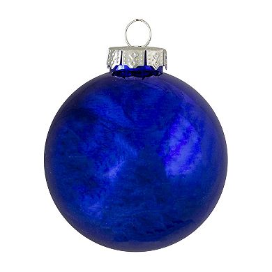 4ct Royal Blue 2-Finish Glass Christmas Ball Ornaments 4" (100mm)