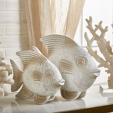 10" White Coastal Fish Detailed Tabletop Figurine