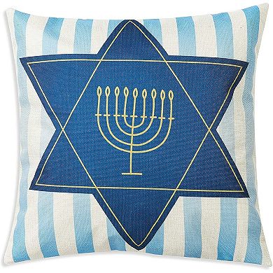 Juvale Hanukkah Throw Pillow Covers, Blue Cushion Cover Set (18 x 18 Inches, 6 Pack)
