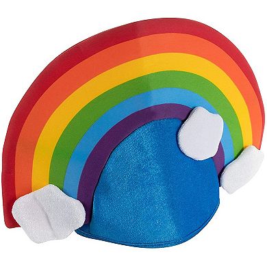 Rainbow Plush Costume Hat, Neon Head Cover for Halloween (24 In)