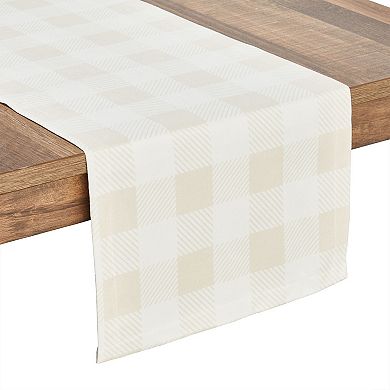 2 Pack Buffalo Plaid Table Runner, White and Beige Check, Reversible Burlap and Cotton (14 x 72 in)
