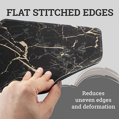 Small Black Marble Gaming Mouse Pad with Stitched Edge for Desktop & Computer, Water-Resistant, Non-Slip Rubber Base, 9.45 x 7.48 in.