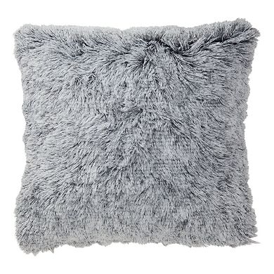 2x Throw Pillows Covers Fluffy Faux Fur Grey For Fuzzy Home Decoration 20x20 In