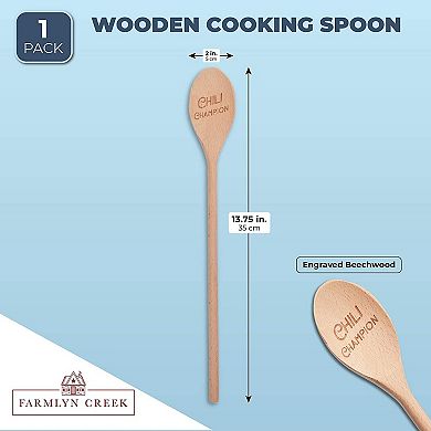 Wooden Serving Spoon for Cooking, Chili Champion, Gift (14 Inches)
