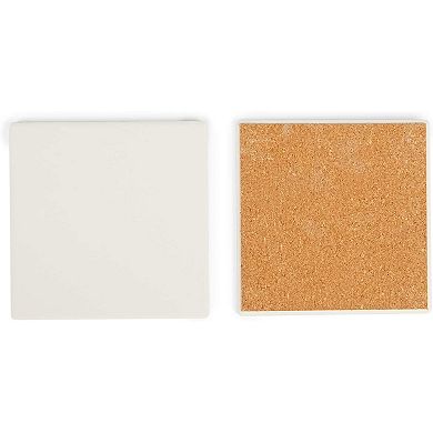 10-Pack 4x4 in White Ceramic Tiles with Cork Backing Pads for Crafts, Unglazed Blank Square Coasters for DIY, Art Painting, Use with Alcohol Ink or Acrylic Pouring
