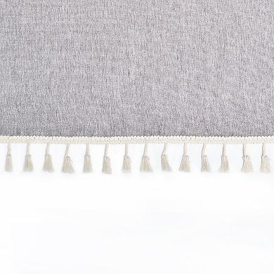 Grey Tablecloth With Tassels, Farmhouse Home Decor (55 X 70 Inches)