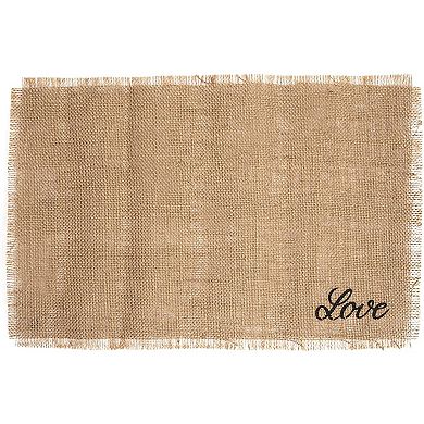 Woven Jute Placemats, Love, Live, Laugh, Home, Gather, Family (18 x 12 in, 6 Pack)