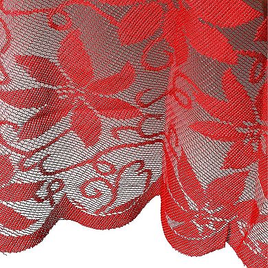 Poinsettia Tablecloth for Christmas Party (72 in, Red, Round)