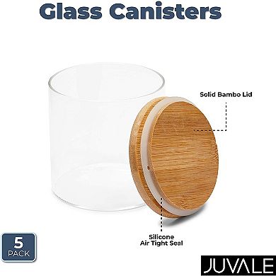 Glass Canisters with Airtight Lids for Pantry Storage (4 x 4.13 In, 5 Pack)