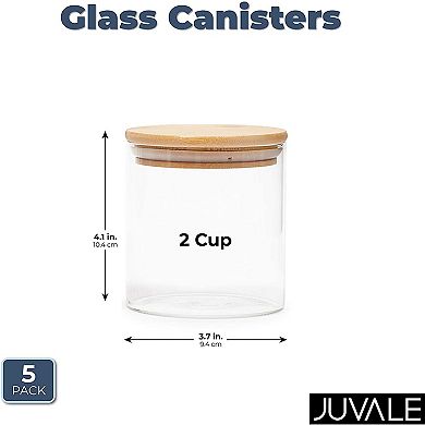Glass Canisters with Airtight Lids for Pantry Storage (4 x 4.13 In, 5 Pack)
