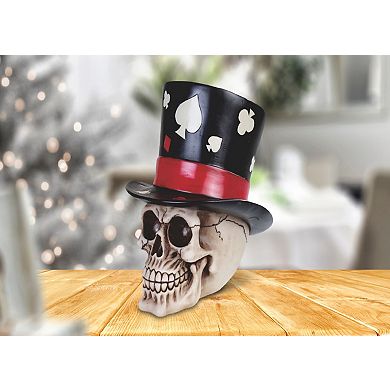 FC Design 8"H Skull with Poker Top Hat Gambler Statue Fantasy Decoration Figurine Home Room Decor