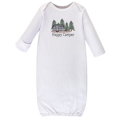 Touched by Nature Baby Boy Organic Cotton Long-Sleeve Gowns 3pk, Happy Camper, 0-6 Months