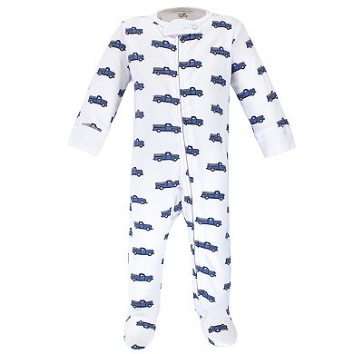 Touched by Nature Baby Boy Organic Cotton Zipper Sleep and Play 3pk, Truck