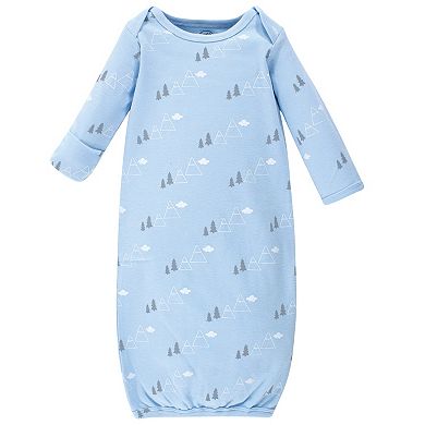 Luvable Friends Baby Boy Cotton Long-Sleeve Gowns 3pk, Wild Free, 0-6 Months