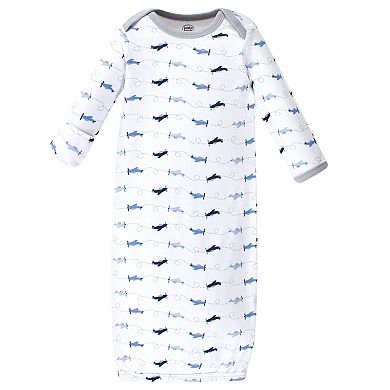 Luvable Friends Baby Boy Cotton Long-Sleeve Gowns 3pk, Airplane, 0-6 Months