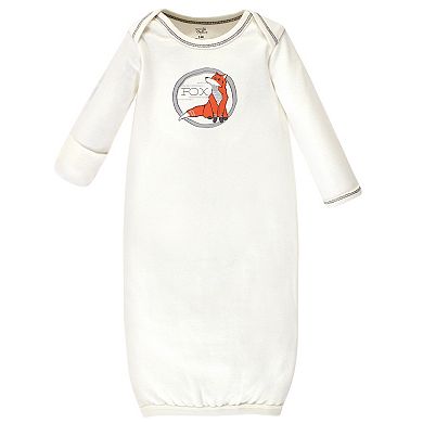 Touched by Nature Baby Boy Organic Cotton Long-Sleeve Gowns 3pk, Boho Fox, 0-6 Months