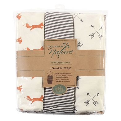 Touched by Nature Baby Boy Organic Cotton Swaddle Wraps, Fox