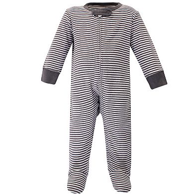 Touched by Nature Baby Boy Organic Cotton Zipper Sleep and Play 3pk, Happy Camper