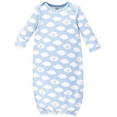 Luvable Friends Baby Boy Cotton Long-Sleeve Gowns 3pk, Boy Clouds, 0-6 Months