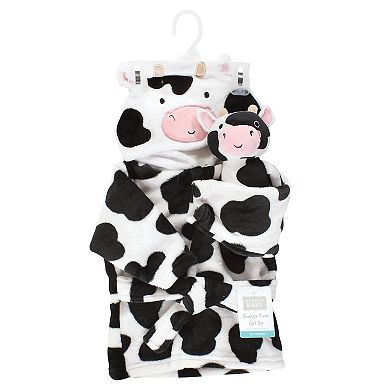Hudson Baby Unisex Baby Plush Bathrobe and Toy Set, Cow, One Size